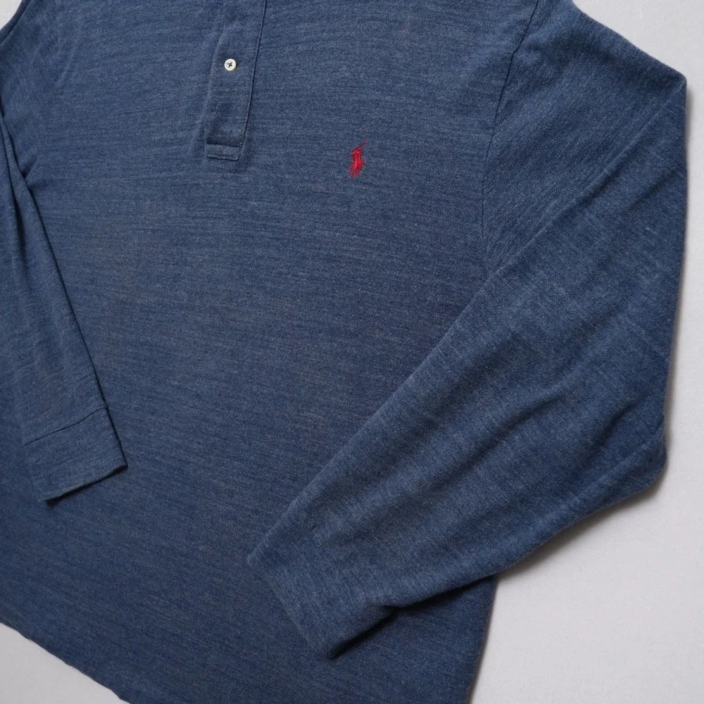 Polo Ralph Lauren Polo Mens 2XB Blue Heathered Pique Big Tall Red‎ Pony